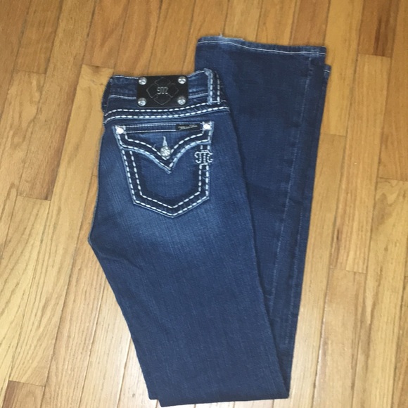 Miss Me Denim - LOOSE SADDLE STITCH BORDER BOOTCUT JEANS